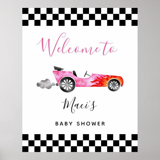 Affiche de bienvenue Baby shower de voiture de cou (Devant)