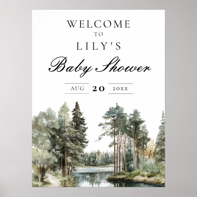 Affiche de bienvenue Baby shower de Watercolor Lak (Devant)