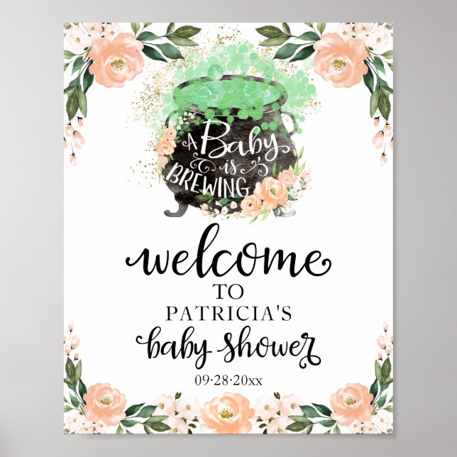 Affiche de bienvenue Baby shower d'Halloween flora (Devant)
