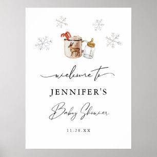 Affiche de bienvenue Baby shower d'hiver au chocol