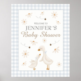 Affiche de bienvenue Baby shower d'oie bleue