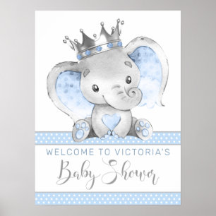 Affiche de bienvenue Baby shower du petit éléphant