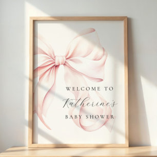 Affiche de bienvenue Baby shower élégante de Bow r