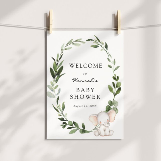 Affiche de bienvenue Baby shower éléphant (Créateur téléchargé)