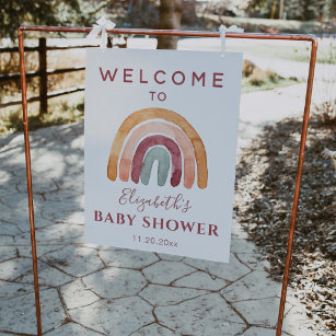 Affiche de bienvenue Baby shower en arc-en-ciel de