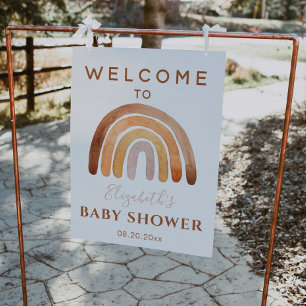 Affiche de bienvenue Baby shower en arc-en-ciel de