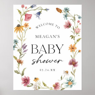 Affiche de bienvenue Baby shower fille petite Fleu