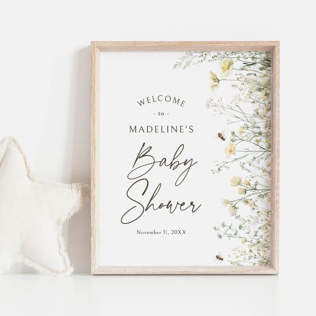 Affiche de bienvenue Baby shower Fleur sauvage (Créateur téléchargé)