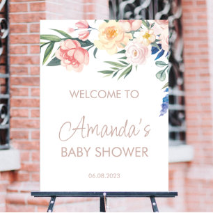Affiche de bienvenue Baby shower Fleur sauvage aqu