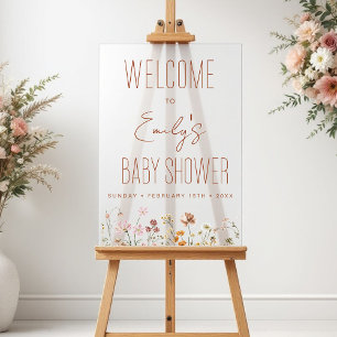 Affiche de bienvenue Baby shower Fleur sauvage mod