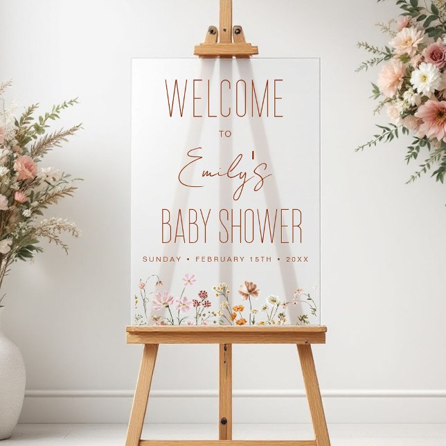 Affiche de bienvenue Baby shower Fleur sauvage mod (Créateur téléchargé)