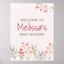 Affiche de bienvenue Baby shower Fleur sauvage ro