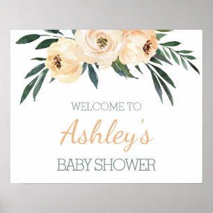 Affiche de bienvenue Baby shower floral