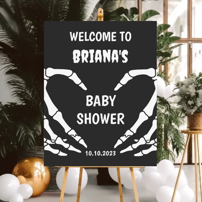 Affiche de bienvenue Baby shower Halloween crâne (Créateur téléchargé)