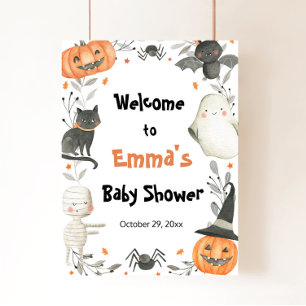 Affiche de bienvenue Baby shower Halloween Little