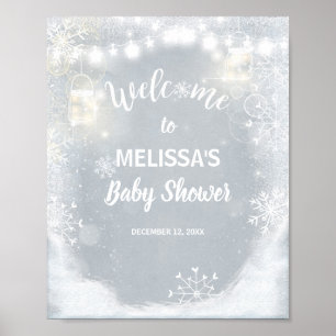 Affiche de bienvenue baby shower hiver Snowflakes
