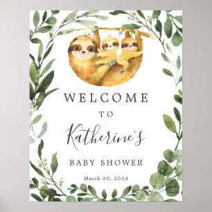 Affiche de bienvenue Baby shower jumeaux