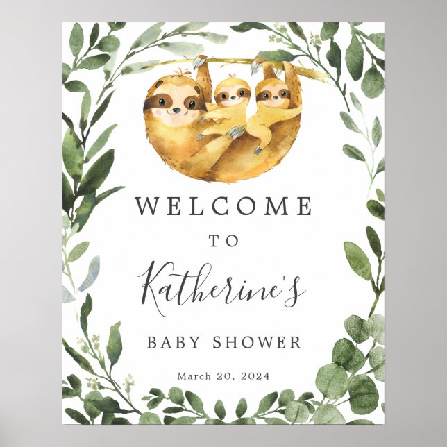 Affiche de bienvenue Baby shower jumeaux (Devant)