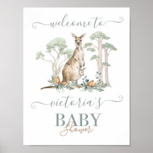 Affiche de bienvenue Baby shower Kangaroo et Joey