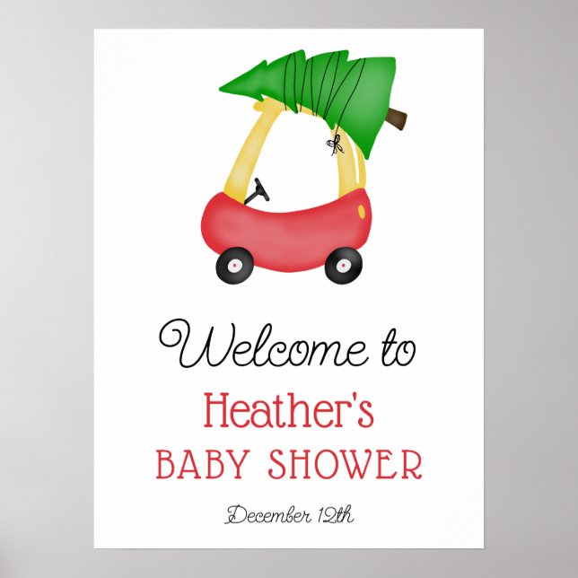 Affiche de bienvenue Baby shower Little Red Car Tr (Devant)