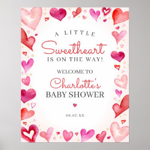 Affiche de bienvenue Baby shower Little Sweetheart