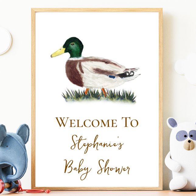 Affiche de bienvenue Baby shower Mallard Duck (Créateur téléchargé)