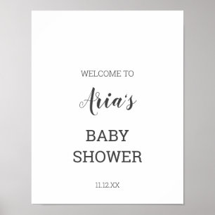 Affiche de bienvenue Baby shower minimaliste