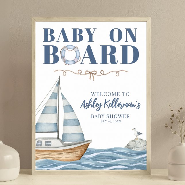 Affiche de bienvenue Baby shower nautique (Nautical Baby Shower Welcome Sign)