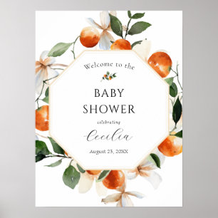 Affiche de bienvenue Baby shower Orange Blossom