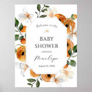 Affiche de bienvenue Baby shower Orange Cutie