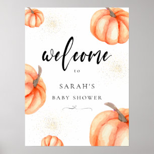 Affiche de bienvenue Baby shower Orange moderne