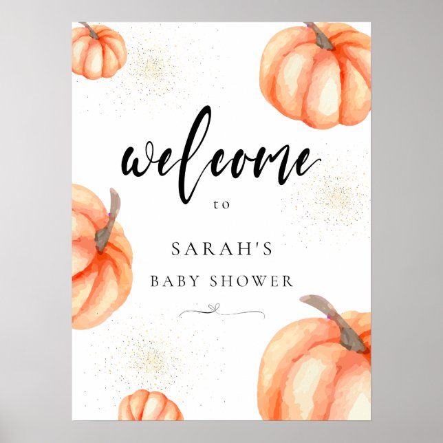 Affiche de bienvenue Baby shower Orange moderne (Devant)