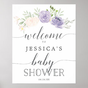 Affiche de bienvenue Baby shower Pastel Purple