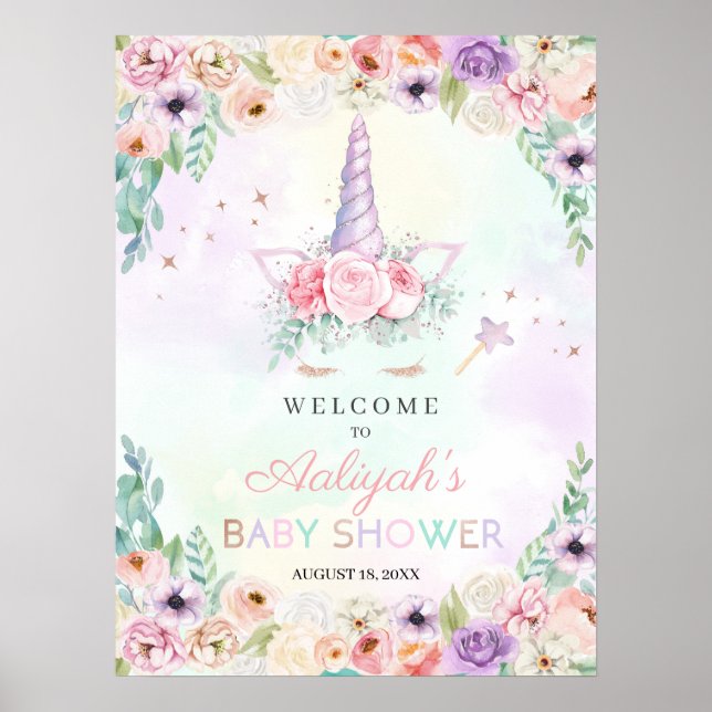 Affiche de bienvenue Baby shower Pastel Rainbow Un (Devant)