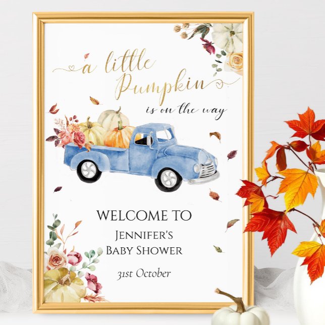 Affiche de bienvenue Baby shower petit Citrouille  (Créateur téléchargé)