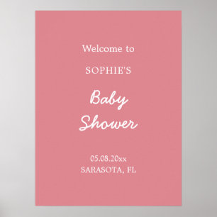 Affiche de bienvenue Baby Shower Rose Pâle