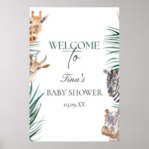 Affiche de bienvenue Baby shower Safari Animaux Po