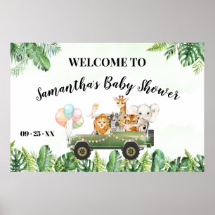 Affiche de bienvenue Baby shower Safari Animaux Po
