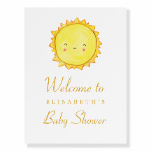 Affiche de bienvenue Baby shower soleil / Merci ja