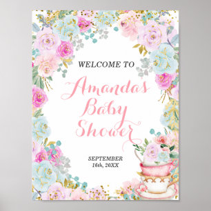 Affiche de bienvenue Baby shower Tea Party