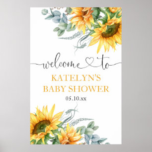 Affiche de bienvenue Baby shower tournesol
