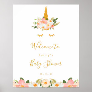 Affiche de bienvenue Baby shower Unicorn