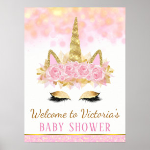 Affiche de bienvenue Baby shower Unicorn