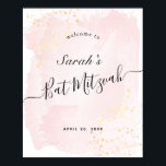 Affiche de bienvenue Bat mitzvah Aquarelle rose x<br><div class="desc">Cette affiche chic et élégante de bienvenue bat mitzvah est ornée d'un arrière - plan blanc avec des touches de pinceau rose vif en aquarelle et des plaques d'or faux. Personnalisez-le selon vos besoins. Vous pouvez trouver d'autres produits correspondants dans mon magasin.</div>