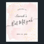 Affiche de bienvenue Bat mitzvah Aquarelle rose x<br><div class="desc">Cette affiche chic et élégante de bienvenue bat mitzvah est ornée d'un arrière - plan blanc avec des touches de pinceau rose vif en aquarelle et des plaques d'or faux. Personnalisez-le selon vos besoins. Vous pouvez trouver d'autres produits correspondants dans mon magasin.</div>
