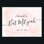 Affiche de bienvenue Bat mitzvah Aquarelle rose x<br><div class="desc">Cette affiche chic et élégante de bienvenue bat mitzvah est ornée d'un arrière - plan blanc avec des touches de pinceau rose vif en aquarelle et des plaques d'or faux. Personnalisez-le selon vos besoins. Vous pouvez trouver d'autres produits correspondants dans mon magasin.</div>