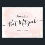 Affiche de bienvenue Bat mitzvah Aquarelle rose x<br><div class="desc">Cette affiche chic et élégante de bienvenue bat mitzvah est ornée d'un arrière - plan blanc avec des touches de pinceau rose vif en aquarelle et des plaques d'or faux. Personnalisez-le selon vos besoins. Vous pouvez trouver d'autres produits correspondants dans mon magasin.</div>