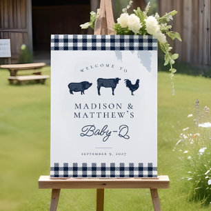 Affiche de bienvenue BBQ Baby shower Rustique Plai