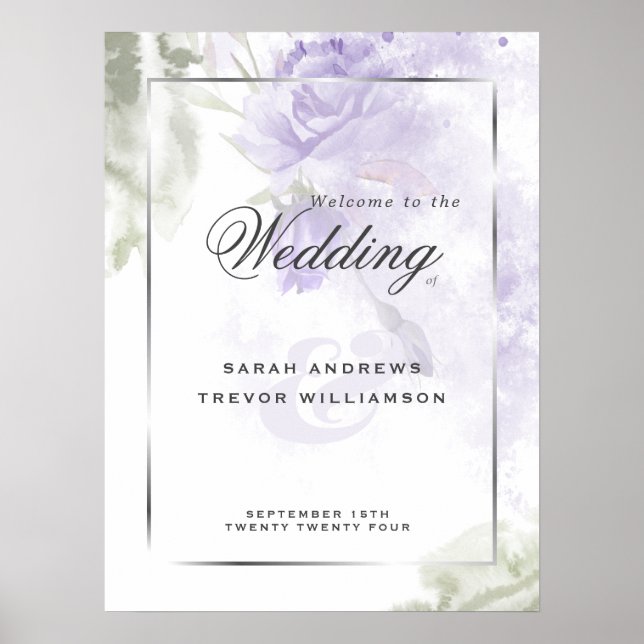 Affiche de bienvenue Beau Rustique Lilac Purple Ro (Devant)