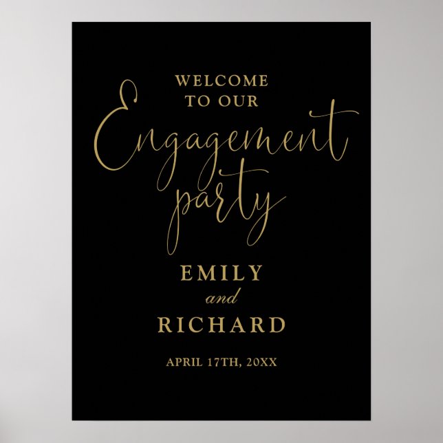 Affiche de bienvenue Black And Gold Engagement Par (Devant)